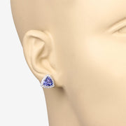 Bids.com 3.82 Carat Genuine Tanzanite and White Diamond 14K White Gold Earrings Earrings