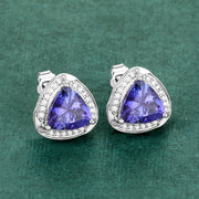 Bids.com 3.70 Carat Genuine Tanzanite and White Diamond 14K White Gold Earrings Earrings