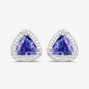 Bids.com 3.70 Carat Genuine Tanzanite and White Diamond 14K White Gold Earrings Earrings