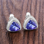 Bids.com 4.24 Carat Genuine Tanzanite 14K White Gold Earrings Earrings