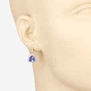 Bids.com 3.86 Carat Genuine Tanzanite and White Diamond 14K Yellow Gold Earrings Earrings