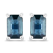 Bids.com 0.80 Carat Genuine Blue Sapphire 14K White Gold Earrings Earrings