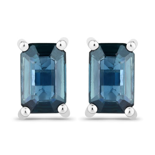 Bids.com 0.80 Carat Genuine Blue Sapphire 14K White Gold Earrings Earrings