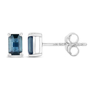 Bids.com 0.80 Carat Genuine Blue Sapphire 14K White Gold Earrings Earrings