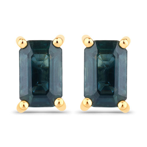 Bids.com 0.80 Carat Genuine Blue Sapphire 14K Yellow Gold Earrings Earrings