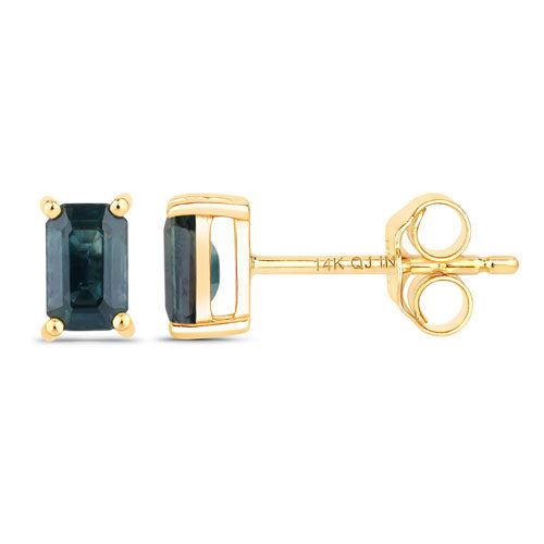 Bids.com 0.80 Carat Genuine Blue Sapphire 14K Yellow Gold Earrings Earrings
