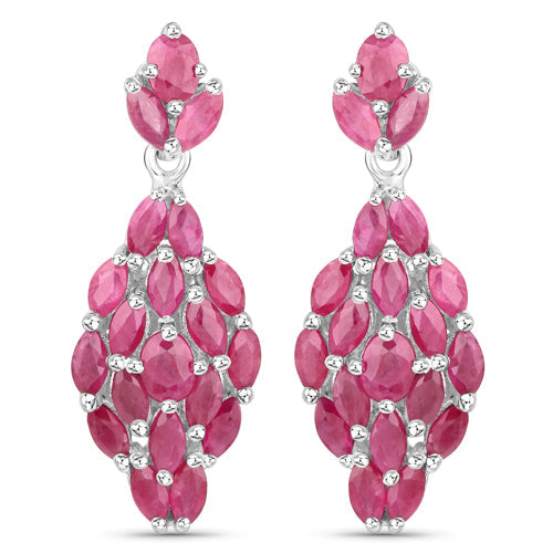 Bids.com 4.12 Carat Genuine Ruby .925 Sterling Silver Earrings Earrings