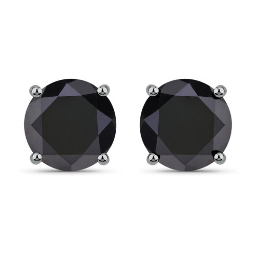 Bids.com 4.25 Carat Genuine Black Diamond 14K White Gold Earrings Earrings