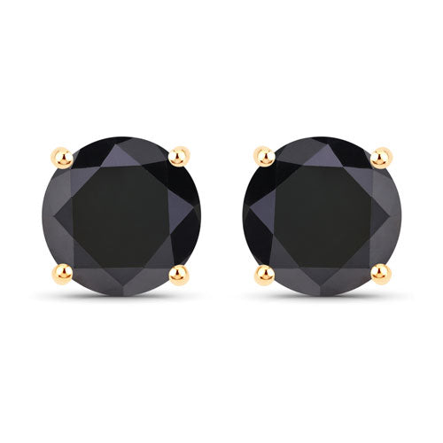Bids.com 4.30 Carat Genuine Black Diamond 14K Yellow Gold Earrings Earrings