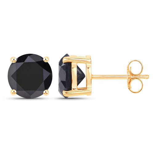 Bids.com 4.91 Carat Genuine Black Diamond 14K Yellow Gold Earrings Earrings