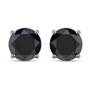 Bids.com 3.48 Carat Genuine Black Diamond 14K White Gold Earrings Earrings
