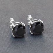 Bids.com 4.25 Carat Genuine Black Diamond 14K White Gold Earrings Earrings
