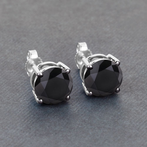 Bids.com 4.25 Carat Genuine Black Diamond 14K White Gold Earrings Earrings