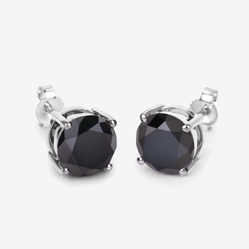 Bids.com 3.48 Carat Genuine Black Diamond 14K White Gold Earrings Earrings