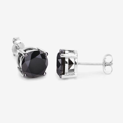 Bids.com 4.25 Carat Genuine Black Diamond 14K White Gold Earrings Earrings