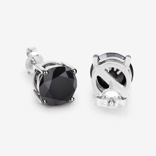 Bids.com 3.48 Carat Genuine Black Diamond 14K White Gold Earrings Earrings
