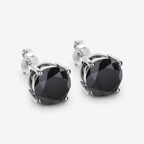 Bids.com 4.25 Carat Genuine Black Diamond 14K White Gold Earrings Earrings