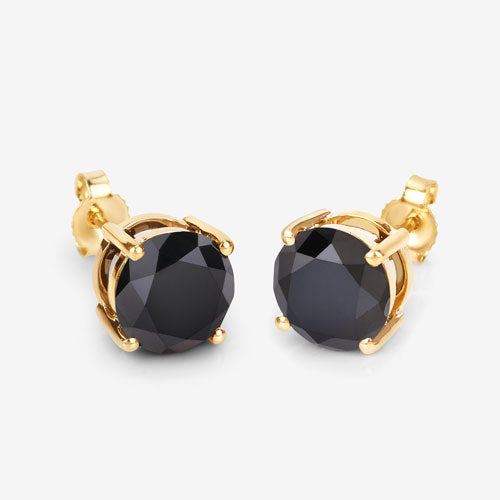 Bids.com 4.91 Carat Genuine Black Diamond 14K Yellow Gold Earrings Earrings