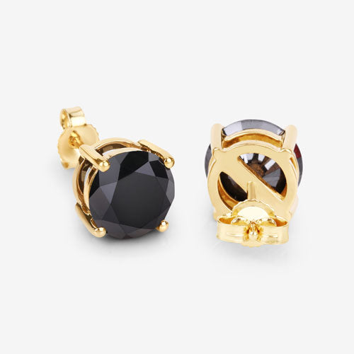 Bids.com 4.30 Carat Genuine Black Diamond 14K Yellow Gold Earrings Earrings