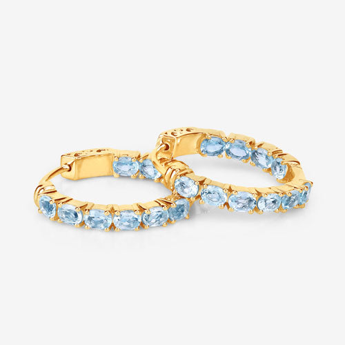 Bids.com 3.80 Carat Genuine Blue Topaz .925 Sterling Silver Earrings Earrings