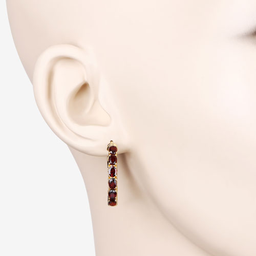 Bids.com 4.00 Carat Genuine Garnet .925 Sterling Silver Earrings Earrings
