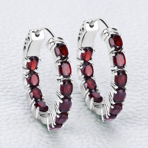 Bids.com 4.00 Carat Genuine Garnet .925 Sterling Silver Earrings Earrings