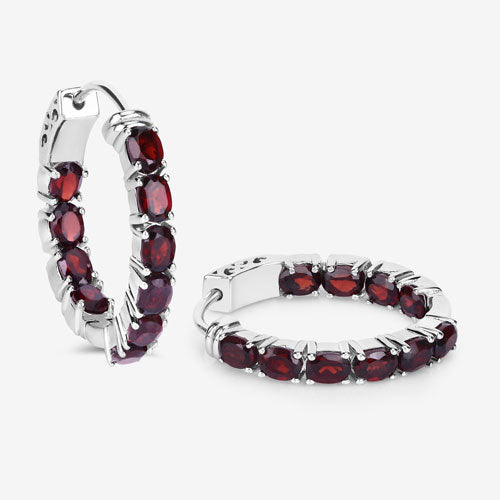 Bids.com 4.00 Carat Genuine Garnet .925 Sterling Silver Earrings Earrings