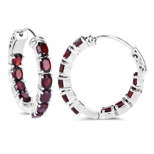 Bids.com 4.00 Carat Genuine Garnet .925 Sterling Silver Earrings Earrings