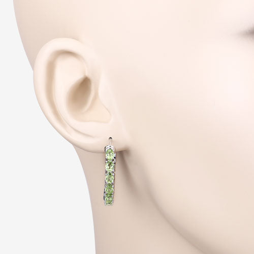 Bids.com 3.40 Carat Genuine Peridot .925 Sterling Silver Earrings Earrings