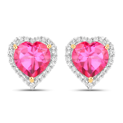 Bids.com 5.04 Carat Genuine Pink Topaz and White Topaz .925 Sterling Silver Earrings Earrings