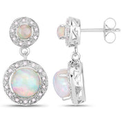 Bids.com 2.27 Carat Genuine Ethiopian Opal and White Diamond .925 Sterling Silver Earrings Earrings