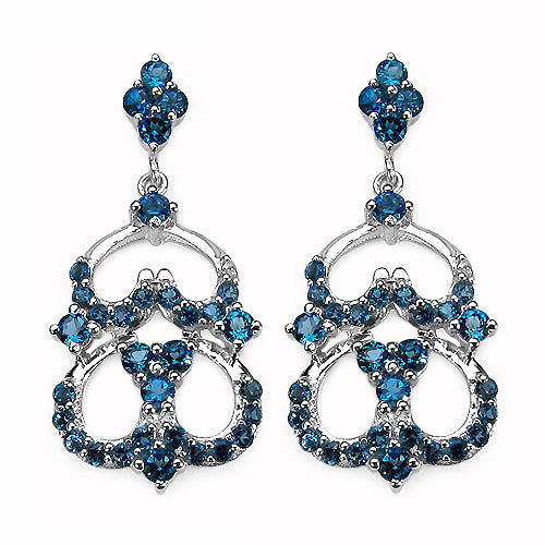 Bids.com 4.84 Carat Genuine London Blue Topaz .925 Sterling Silver Earrings Earrings