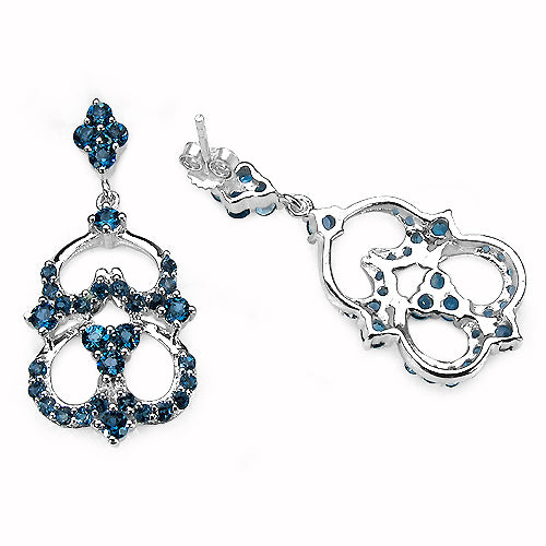 Bids.com 4.84 Carat Genuine London Blue Topaz .925 Sterling Silver Earrings Earrings