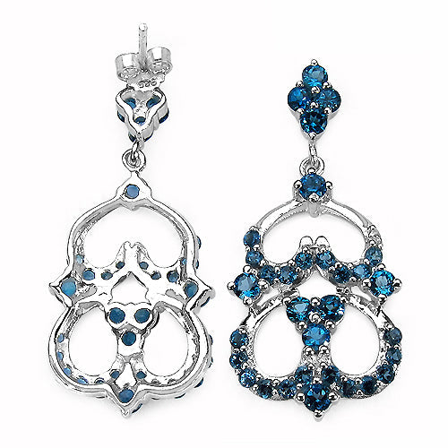 Bids.com 4.84 Carat Genuine London Blue Topaz .925 Sterling Silver Earrings Earrings