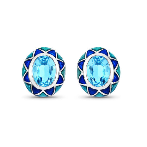 Bids.com 2.90 Carat Genuine Swiss Blue Topaz .925 Sterling Silver Earrings Earrings