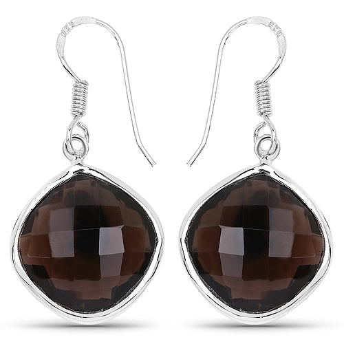 Bids.com 22.80 Carat Genuine Smoky Quartz .925 Sterling Silver Earrings Earrings