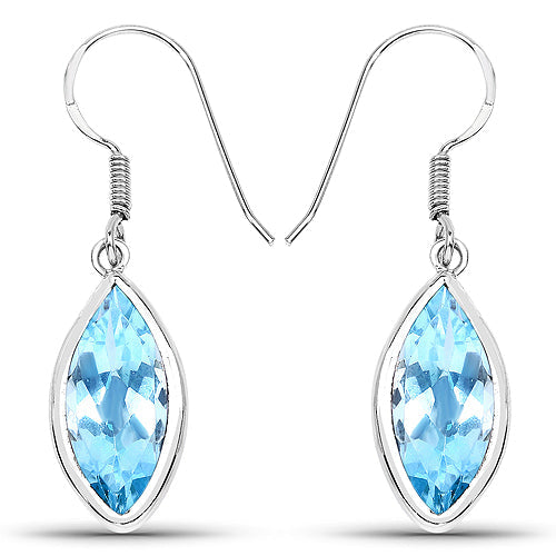 Bids.com 9.76 Carat Genuine Blue Topaz .925 Sterling Silver Earrings Earrings