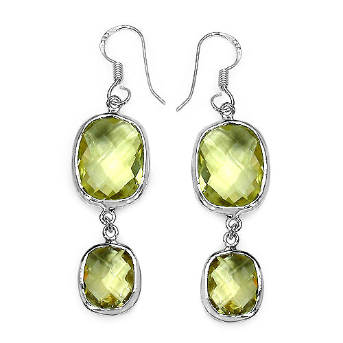 Bids.com 25.74 Carat Genuine Lemon Quartz .925 Sterling Silver Earrings Earrings