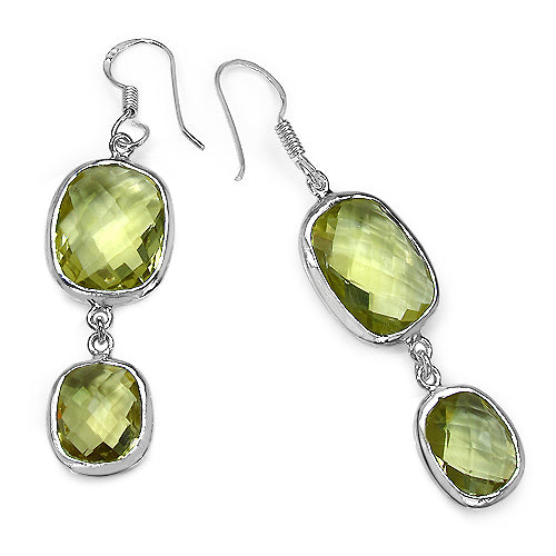 Bids.com 25.74 Carat Genuine Lemon Quartz .925 Sterling Silver Earrings Earrings