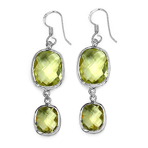 Bids.com 25.74 Carat Genuine Lemon Quartz .925 Sterling Silver Earrings Earrings