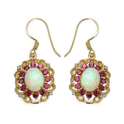Bids.com 14K Yellow Gold Plated 4.94 Carat Genuine Multi Stones .925 Sterling Silver Earrings Earrings