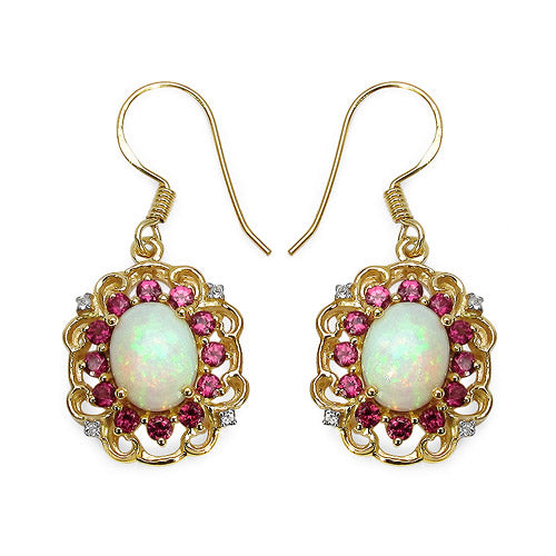 Bids.com 14K Yellow Gold Plated 4.94 Carat Genuine Multi Stones .925 Sterling Silver Earrings Earrings