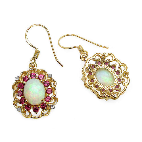 Bids.com 14K Yellow Gold Plated 4.94 Carat Genuine Multi Stones .925 Sterling Silver Earrings Earrings