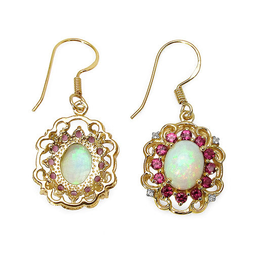 Bids.com 14K Yellow Gold Plated 4.94 Carat Genuine Multi Stones .925 Sterling Silver Earrings Earrings