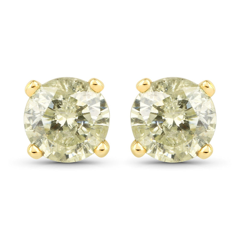 Bids.com 1.15 Carat Genuine LB Diamond 14K Yellow Gold Earrings Earrings