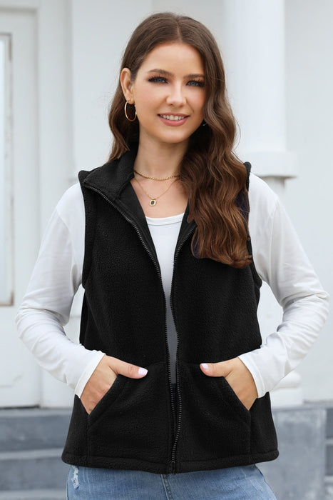 Zip Up Vest Coat with Pockets