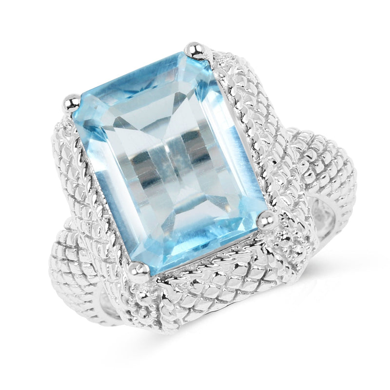 Bids.com 9.25 Carat Genuine Blue Topaz .925 Sterling Silver Ring Rings