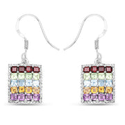 Bids.com 4.32 Carat Genuine Multi Stones .925 Sterling Silver Earrings Earrings