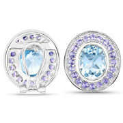 Bids.com 6.30 Carat Genuine Blue Topaz and Tanzanite .925 Sterling Silver Earrings Earrings