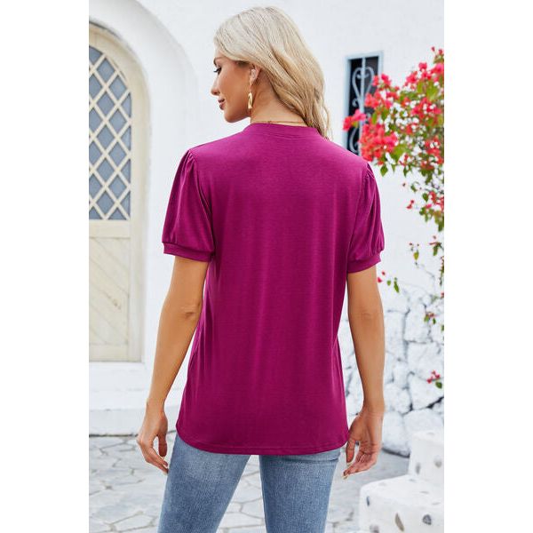 Notched Short Sleeve T-Shirt